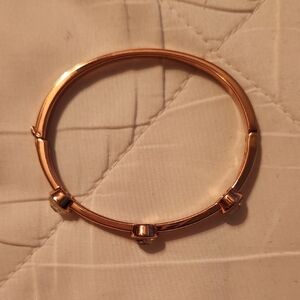 Rose Gold Minimalist Bangle Bracelet with Stud Accents